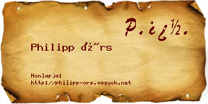 Philipp Örs névjegykártya